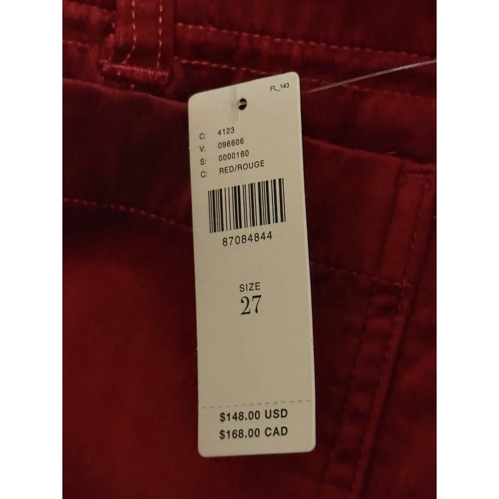 MAEVE NWT The Colette Velvet Crop Wide-Leg Pants Women Size 27 Red Anthropologie - Picture 5 of 8